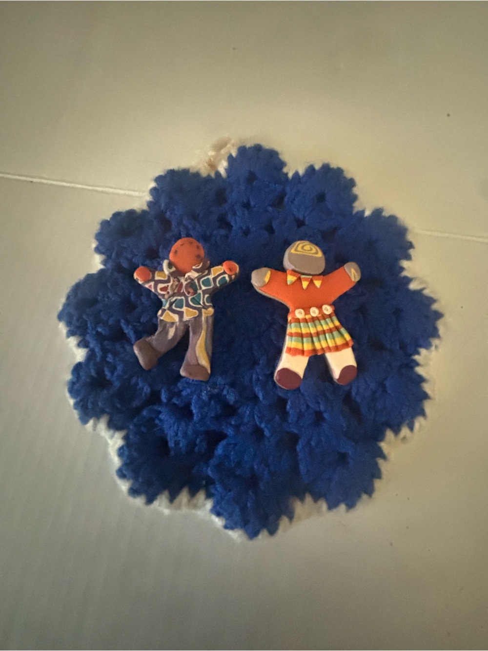 Handmade Potholder With 2 Clay Children Brooches Giftset
